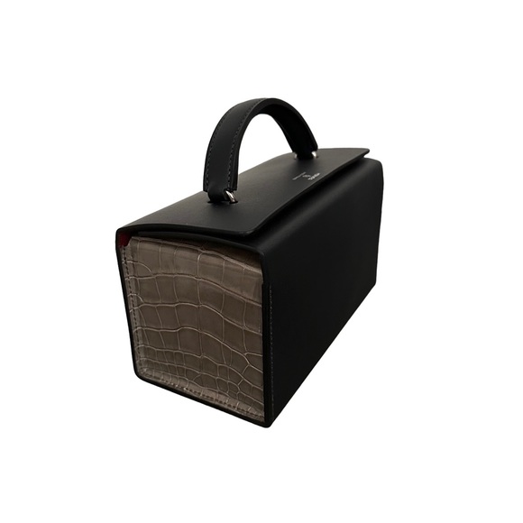 RARE Hermes Petite H Crocodile Minaudiere Box Bag Black Grey Exotic - Picture 4 of 16